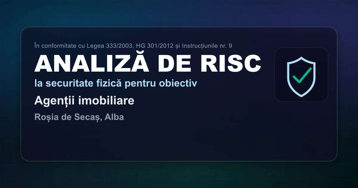 Analiză de risc — Agenții imobiliare — Roșia de Secaș, Alba