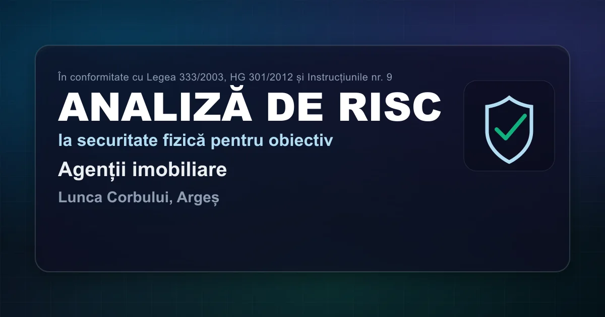 Analiză de risc — Agenții imobiliare — Lunca Corbului, Argeș