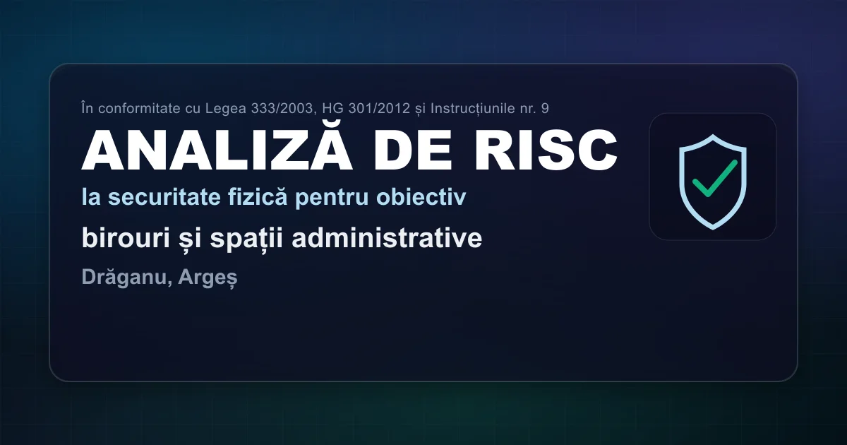 Analiză de risc — birouri și spații administrative — Drăganu, Argeș