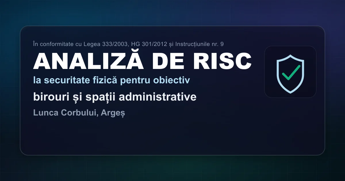Analiză de risc — birouri și spații administrative — Lunca Corbului, Argeș