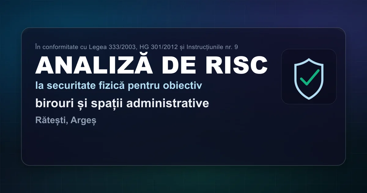 Analiză de risc — birouri și spații administrative — Rătești, Argeș