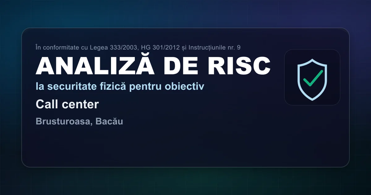 Analiză de risc — Call center — Brusturoasa, Bacău