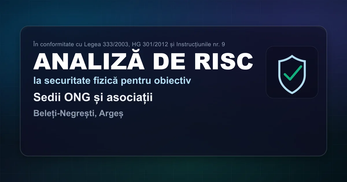 Analiză de risc — Sedii ONG și asociații — Beleți-Negrești, Argeș