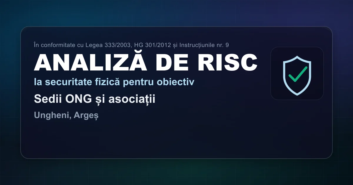 Analiză de risc — Sedii ONG și asociații — Ungheni, Argeș