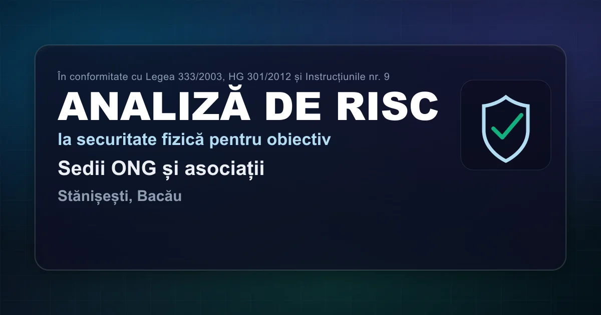 Analiză de risc — Sedii ONG și asociații — Stănișești, Bacău